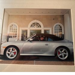 My sister and my father in his prized Porsche.